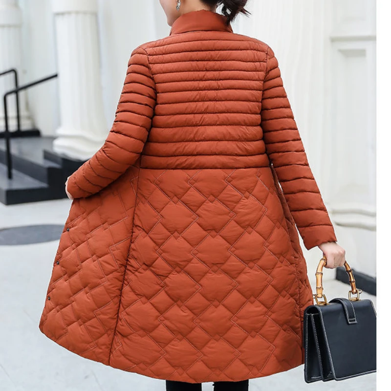 Autumn Winter Women's Coat Light Padded Jacket Mid Length Top Jacket Slim Fit Plus Size Korean Fashion Free Shipping Wholesale