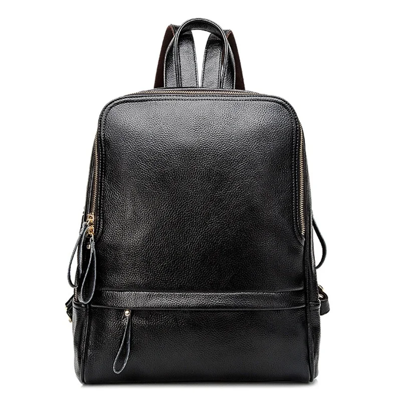 

Cowhide Genuine Leather Women Backpack Women's Shoulder Bag Black Leather Handbags Travel Backpack Bag