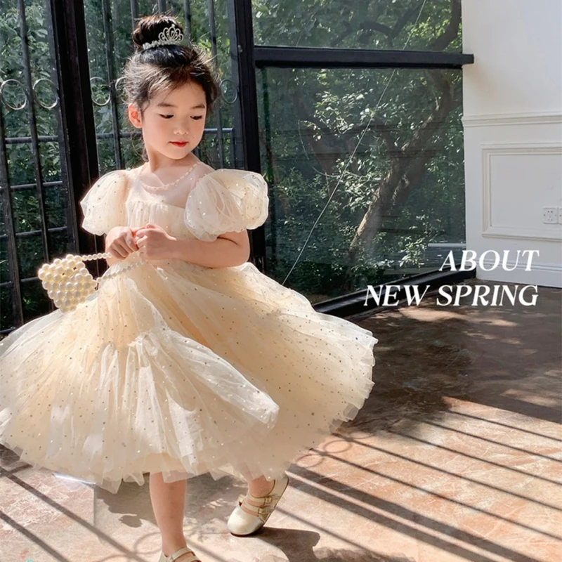 Toddler Girls Summer Dress for Kids Princess Birthday Party Gown Mesh Tutu Wedding Children Dresses