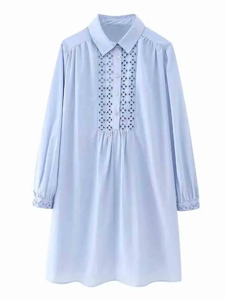 

Платье-мини женское летнее с вышивкой и рукавами-фонариками