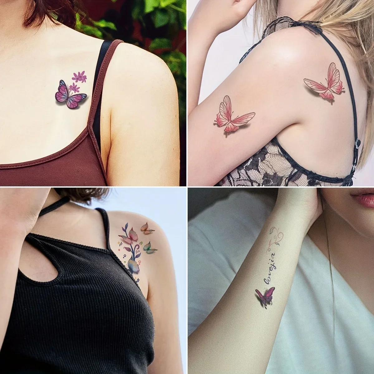 60 шт./компл. дорожная наклейка для татуировки с сердечником цветная 3D бабочка