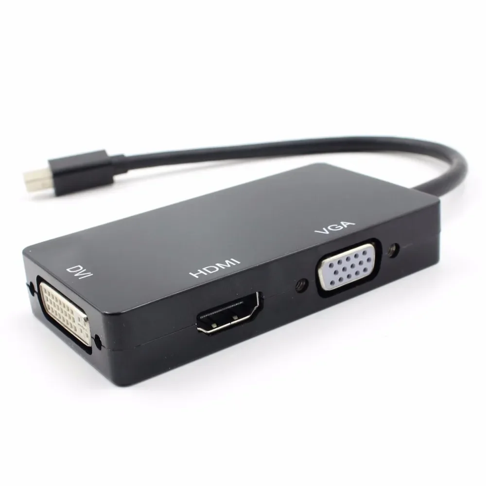 Фото Кабель-адаптер-конвертер 3-в-1 Thunderbolt Mini Displayport DP в HD VGA DVI для компьютера и проектора №5