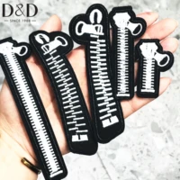 dd 5pcsset black cool zipper diy embroidered iron on patches for clothing backpack stickers sew on badges patch