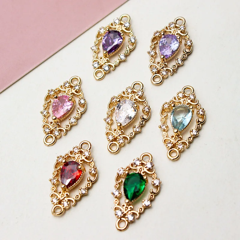 

Дворцовый ретро-стиль Медный позолоченный хрустальный стеклянный каплевидный наушник ожерелье шаг качающийся Цвет DIY материал