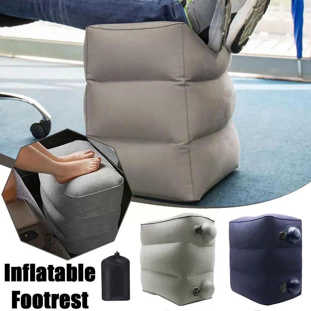 

3 Layers Press Inflatable Travel Footrest Pillow Train Dust Like Cover Rest Storage Interchangeable Bag Layer Car Foot Cush T0h9