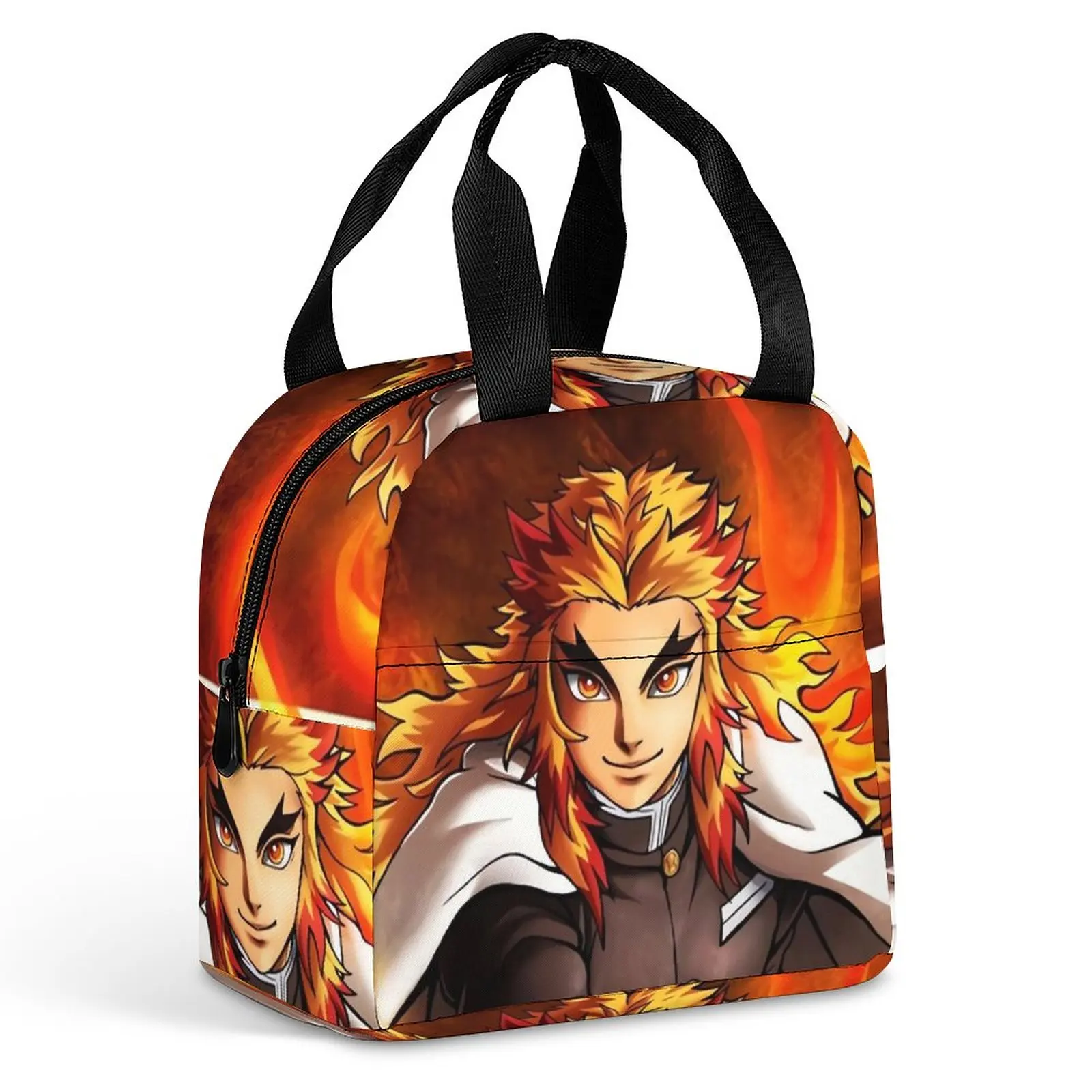 

Demon Slayer Lunch Bag Rengoku Kimetsu No Yaiba Aesthetic Lunch Box Office Convenient Cooler Bag Waterproof Print Tote Handbags