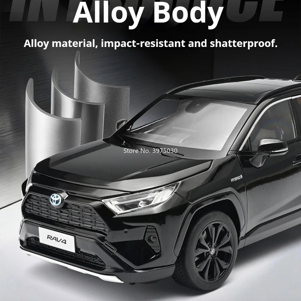 Фото Масштабная модель автомобиля Toyota RAV4 1:18 из литого сплава, с рулевым управлением передними колесами, полноприводной подвеской и резиновыми шинами, игрушка-машинка для взрослых, подарок №3