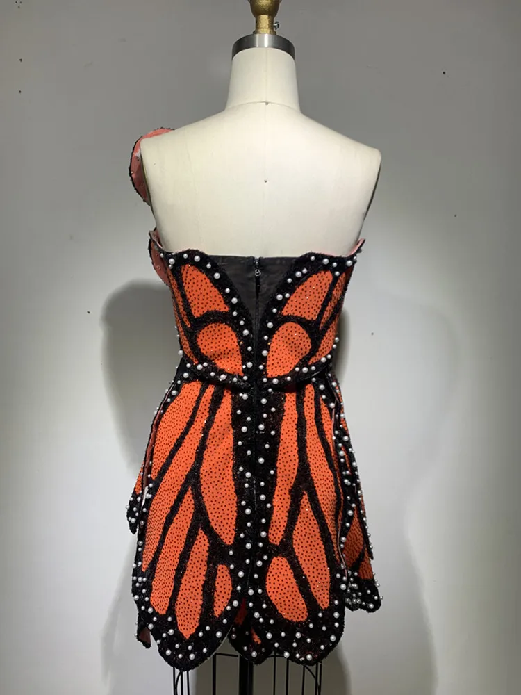 2023 дизайнерское женское платье-бабочка роскошное облегающее платье с жемчугом и