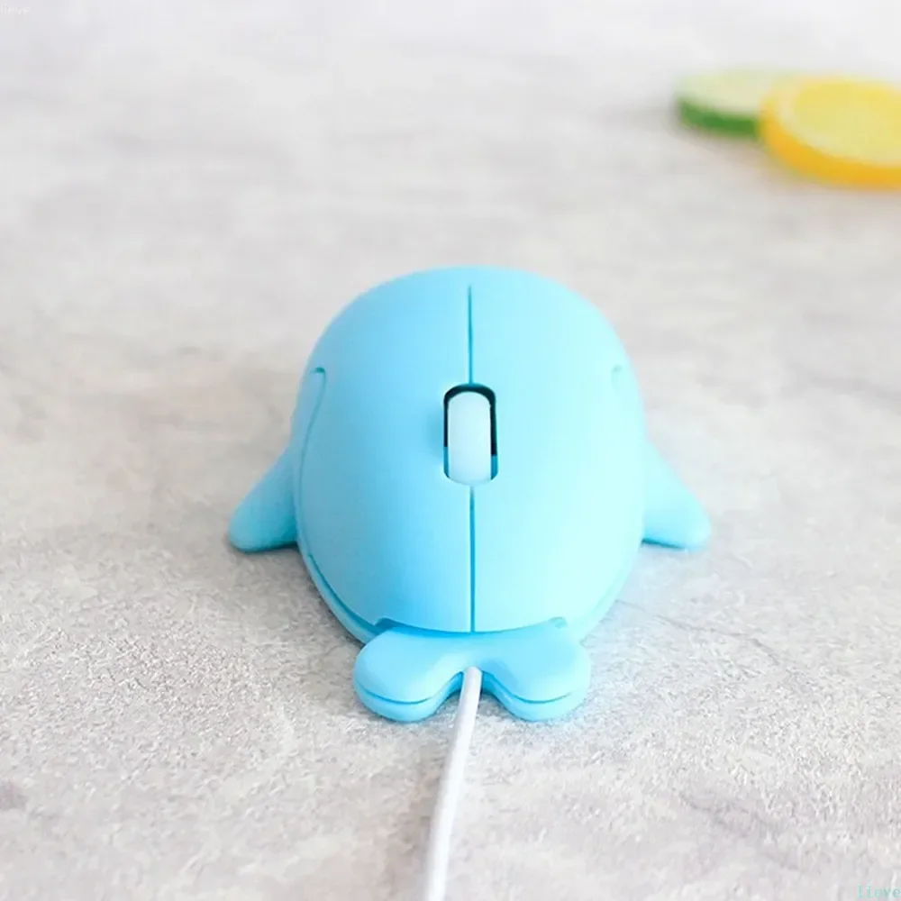 

HMTX Wired Mouse Cute Dolphin Design Ergonomic Mause Optical USB Pink Creative Girl Gift Portable Mice For PC Laptops Three keys