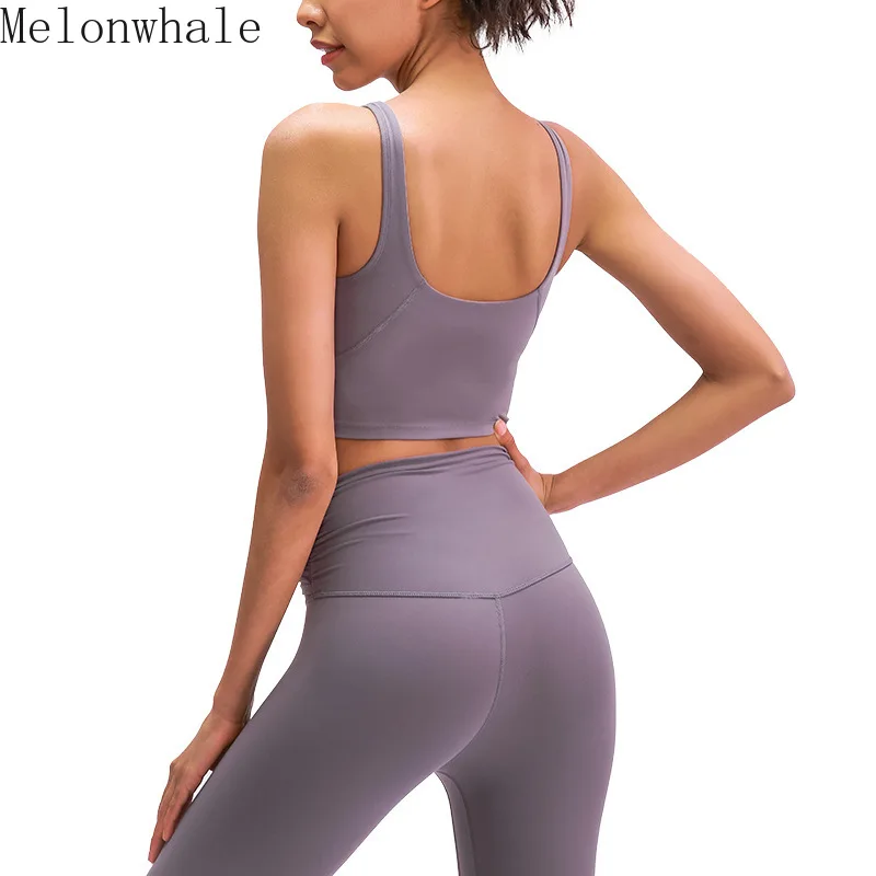 

Melonwhale 2022 Four Seasons New Fashion Women's Soild Color Backless Underwear Running High Strength Sports Yoga Bra Vest GA070