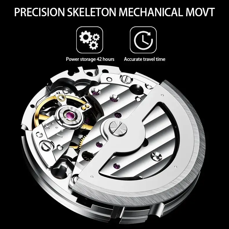 Мужские часы Top Skeleton Roman Diamond с автоматическим механизмом кожаные
