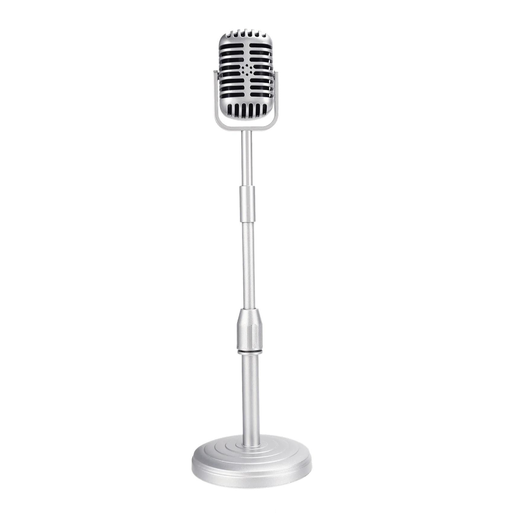 

Винтажный настольный микрофон, модель с регулируемой высотой, подставка для классического ретро-микрофона, серебристый