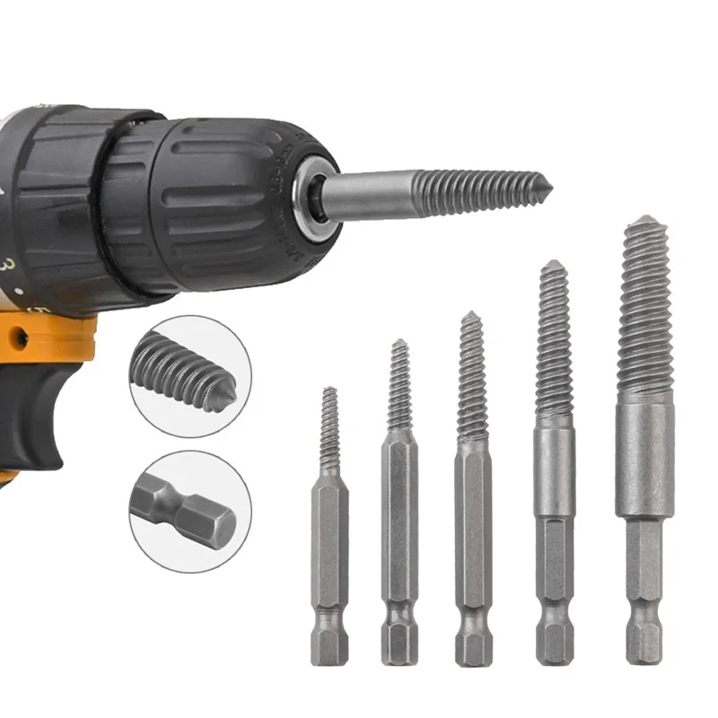 

5pcs Center Remover Spanner Bolt Guide Tools Broken Hand Broken Drill Shank Damaged Hex Screw Extractor Broken Bits For Set