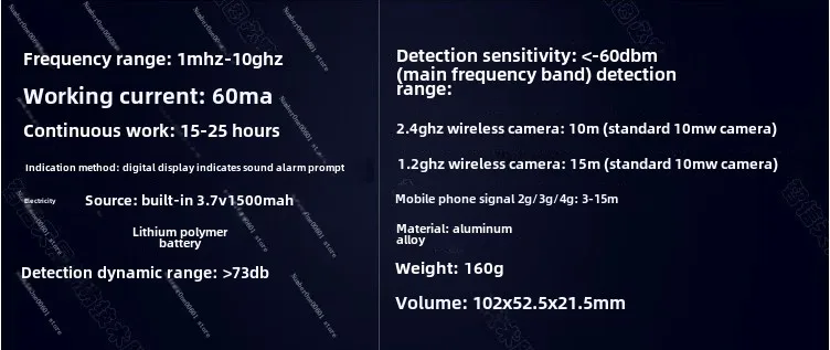 Цифровой измеритель мощности поля RF-10G Измеритель Радиодетектор 1 МГц-10 ГГц