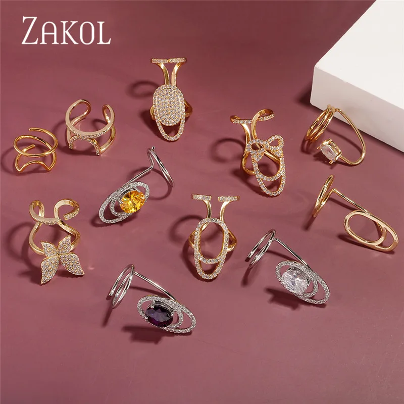 Женское ажурное металлическое кольцо ZAKOL открытое Ювелирное Украшение на кончик