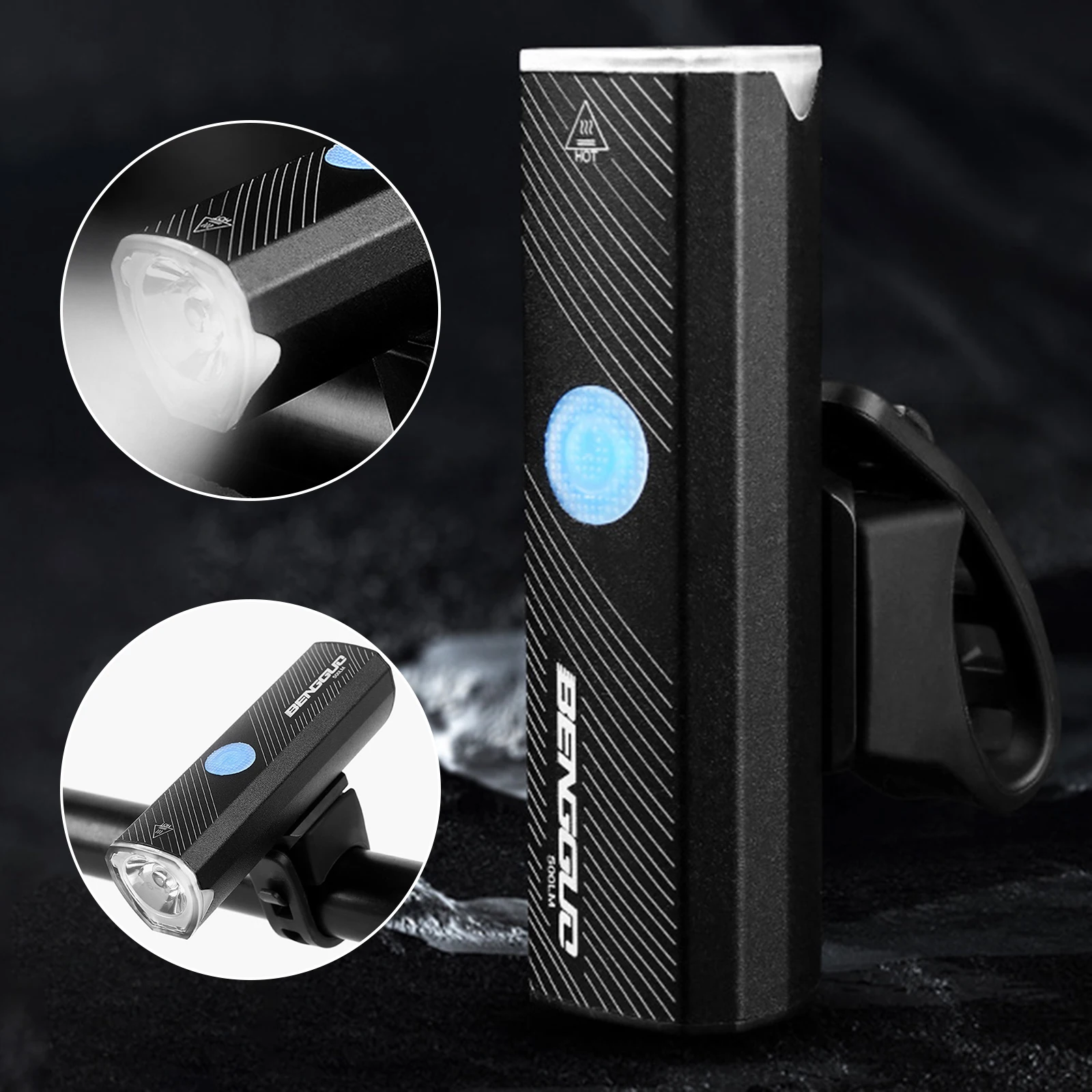 

1pc Rechargeable Bike Lights With Charging Cable 4 Modes Waterproof Bicycle Headlights 150-500lm Flashlight Night Safely Riding