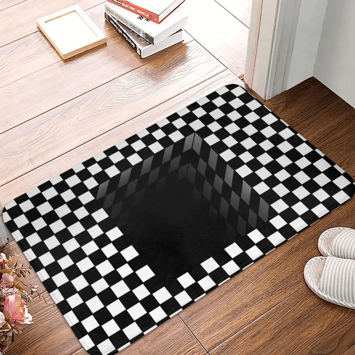 

3D отверстие, трехмерная имитация, нескользящий дверной коврик, черное отверстие, коврик для ванной, кухни, приветствующий коврик, внутренний узор, Декор