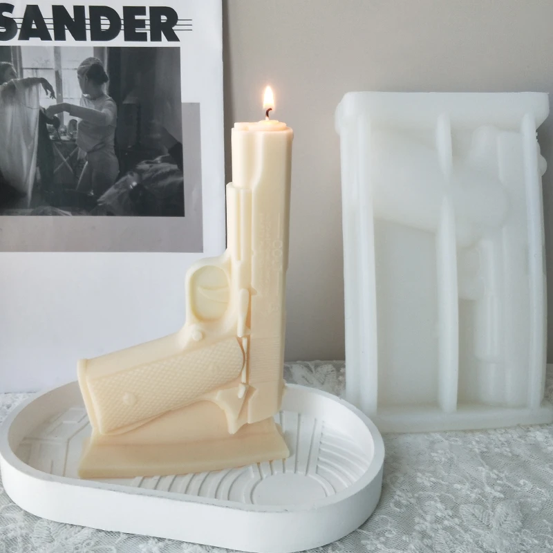 

D0007 New Design DIY Home Decoration Plaster Candle Mould 3D Gun Silicone Candle Mold