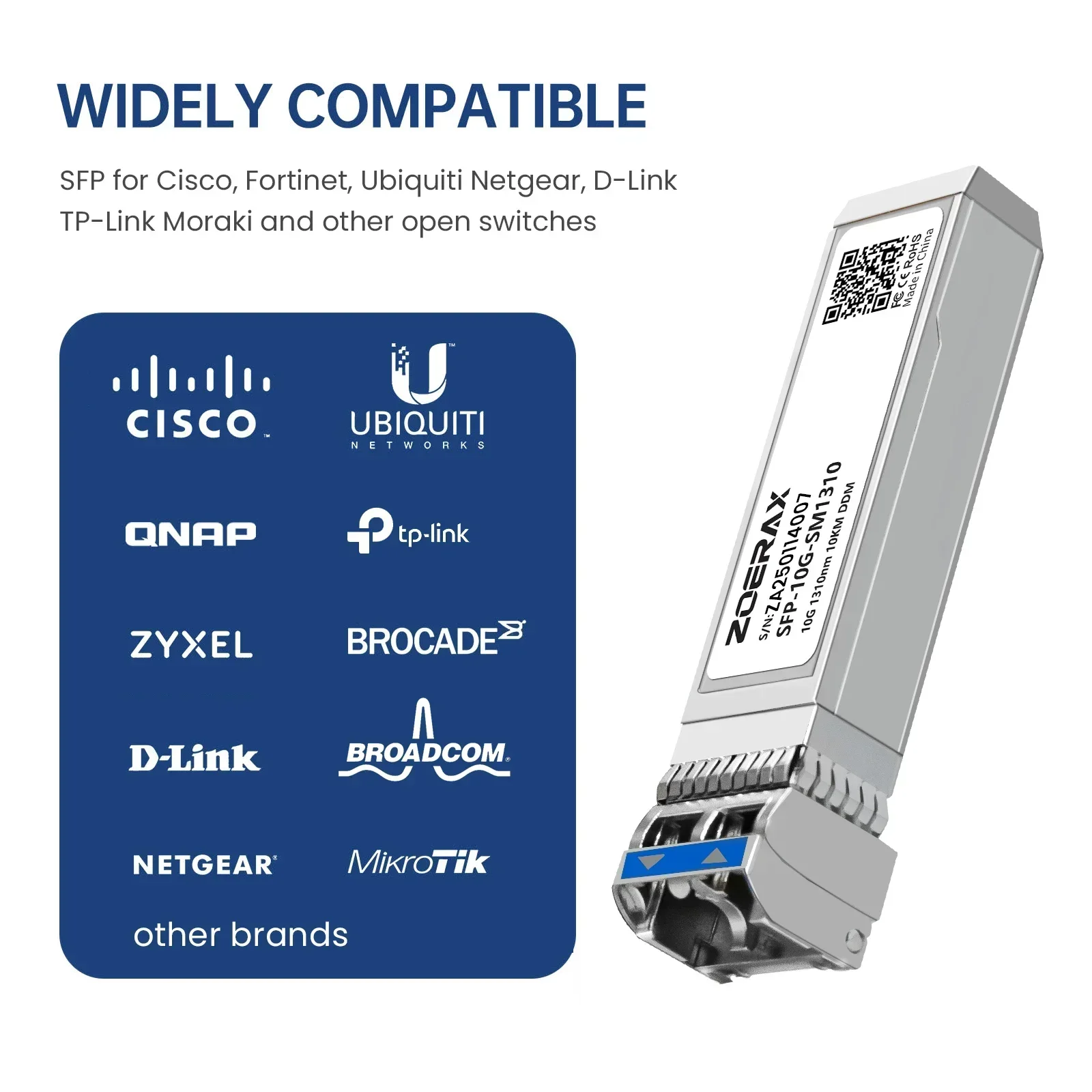 Фото ZoeRax 10G SFP+ одномодовый LC дуплексный модуль приемопередатчика 1310 нм 10 км DDM оптоволоконный модуль для Cisco TP-Link Ubiquit и Othe №5