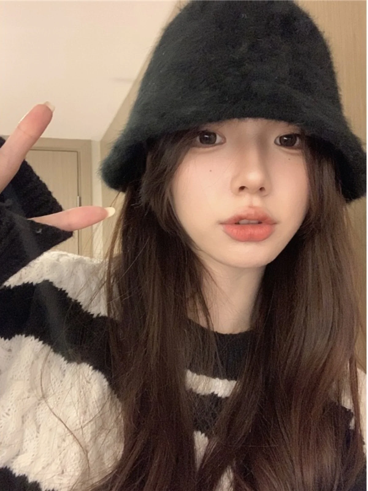 Теплая пушистая рыбацкая шапка из искусственного кроличьего меха для женщин