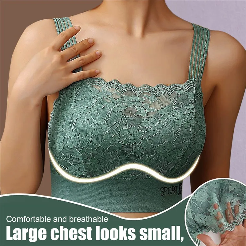 

Sexy Lace Bras For Women Perspective Full Cup Solid Color Brassiere V Back Seamless Crop Top Female Push Up Breathable Lingerie