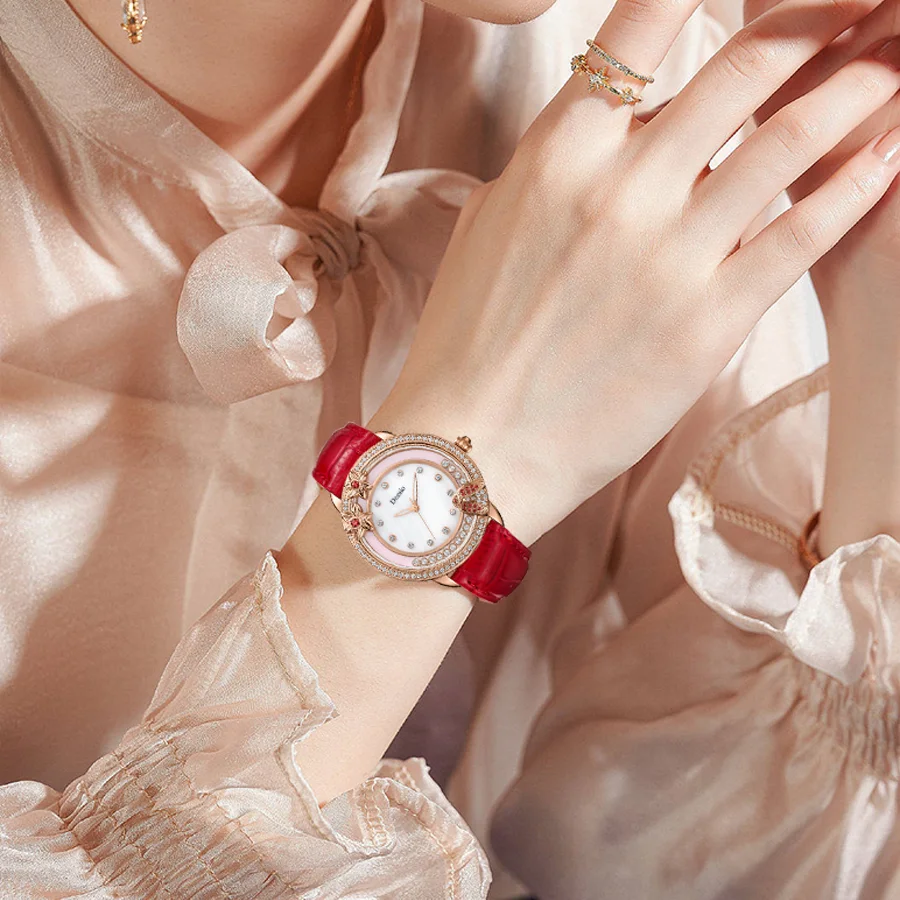 Роскошные женские кварцевые часы Deesio водонепроницаемые с японским механизмом