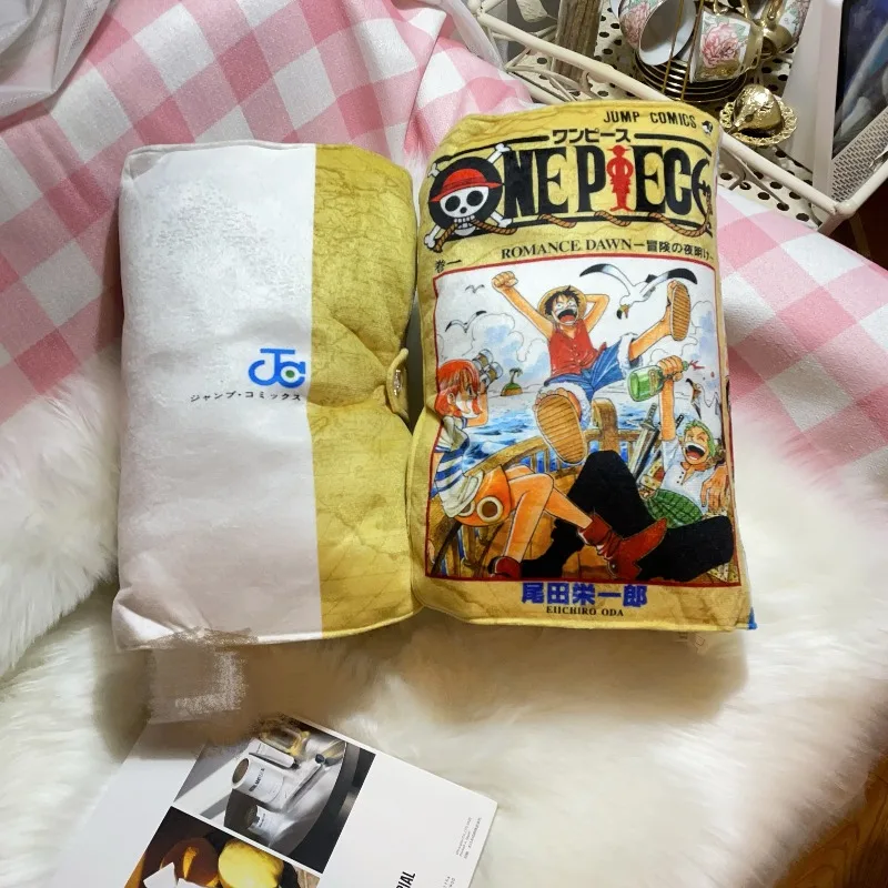 Фото Мягкая плюшевая подушка-книга по манге One Piece с принтом обложки и внутренних страниц с Луффи, подарок для фанатов аниме, декор для комнаты №5