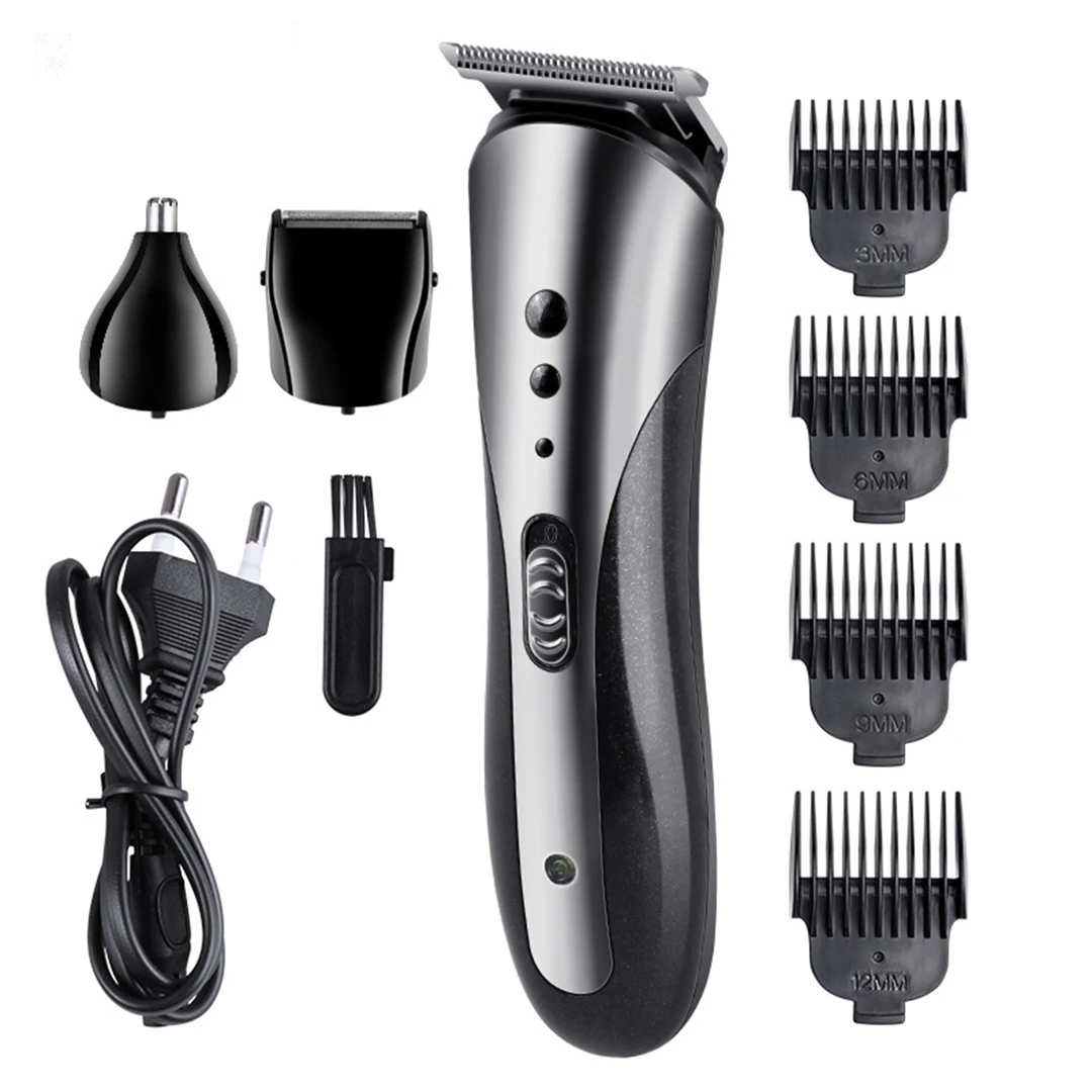Máquina de Cortar Cabelo Elétrica Bateria Recarregável Men Shaver Clipper Profissional Aparador Barba Nariz Pêlos Usb