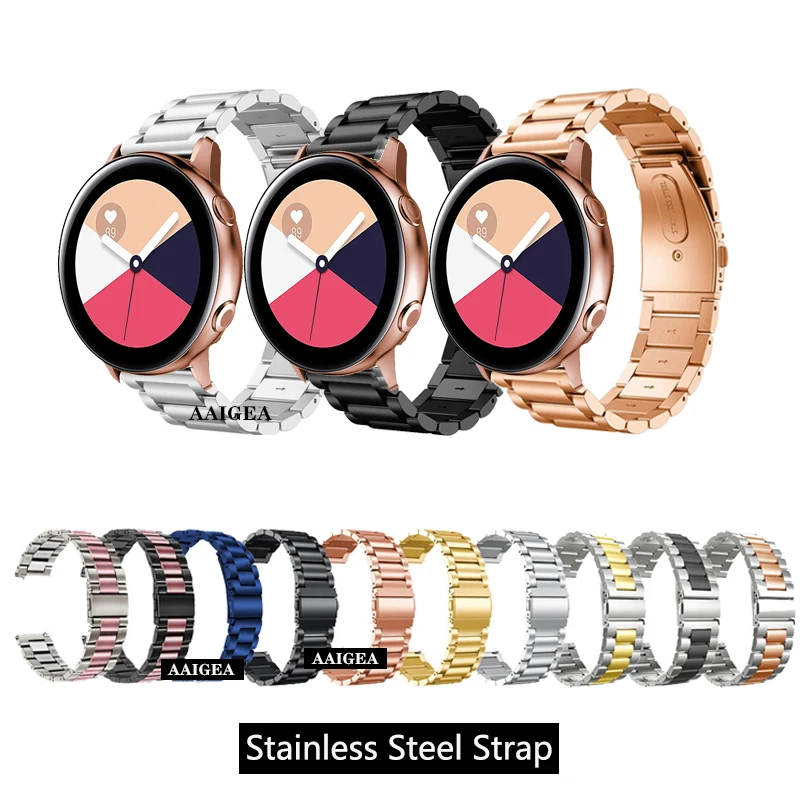 

20mm 22mm WatchBand Stainless Steel Metal Strap for Samsung Galaxy Watch Active 2 40mm 44mm / Gear Sport S4 / Watch4