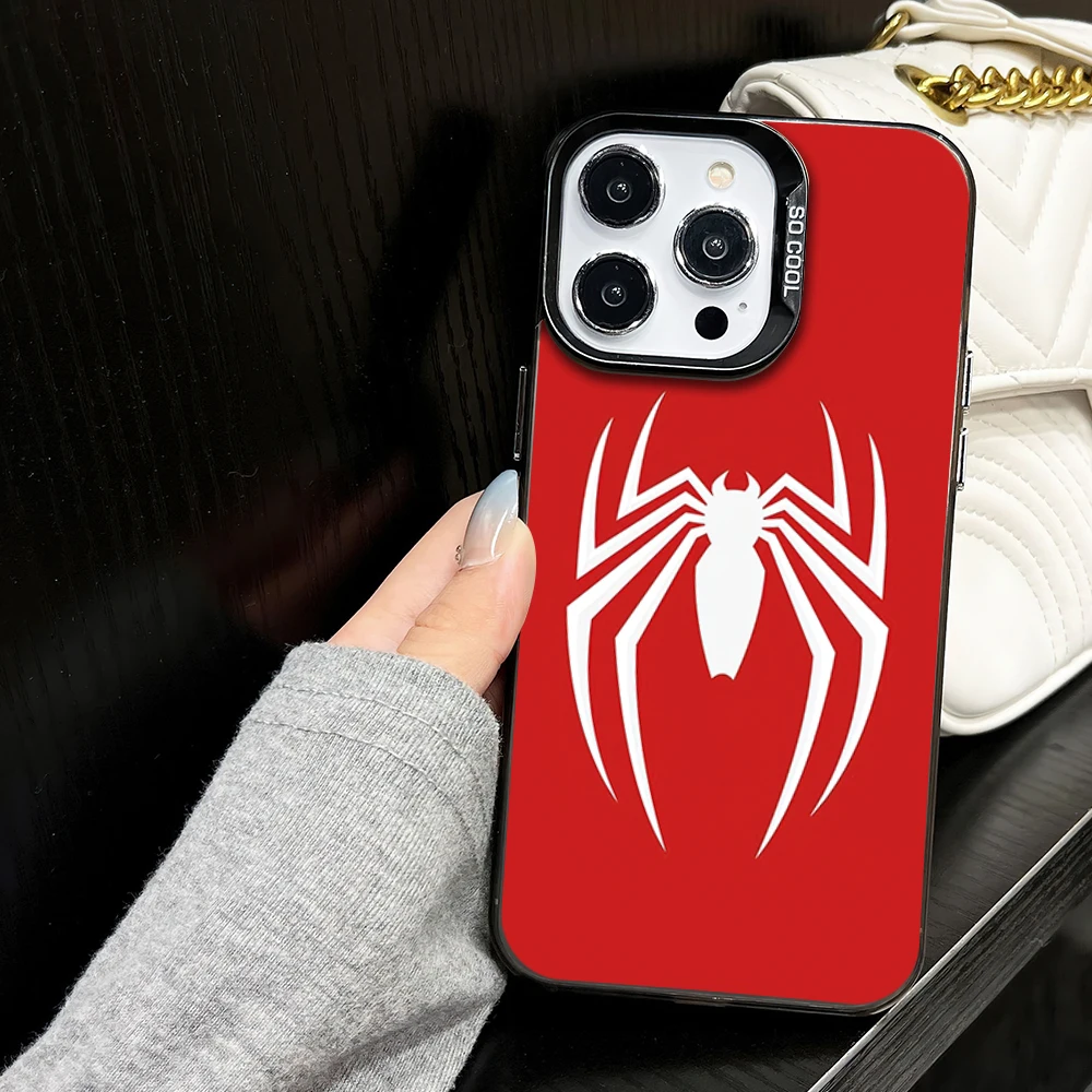 Крутой чехол для телефона MINISO S-Spider M-Man iPhone 16 12 13 14 15 11 Max Pro Plus цветной корпус Laser IMD