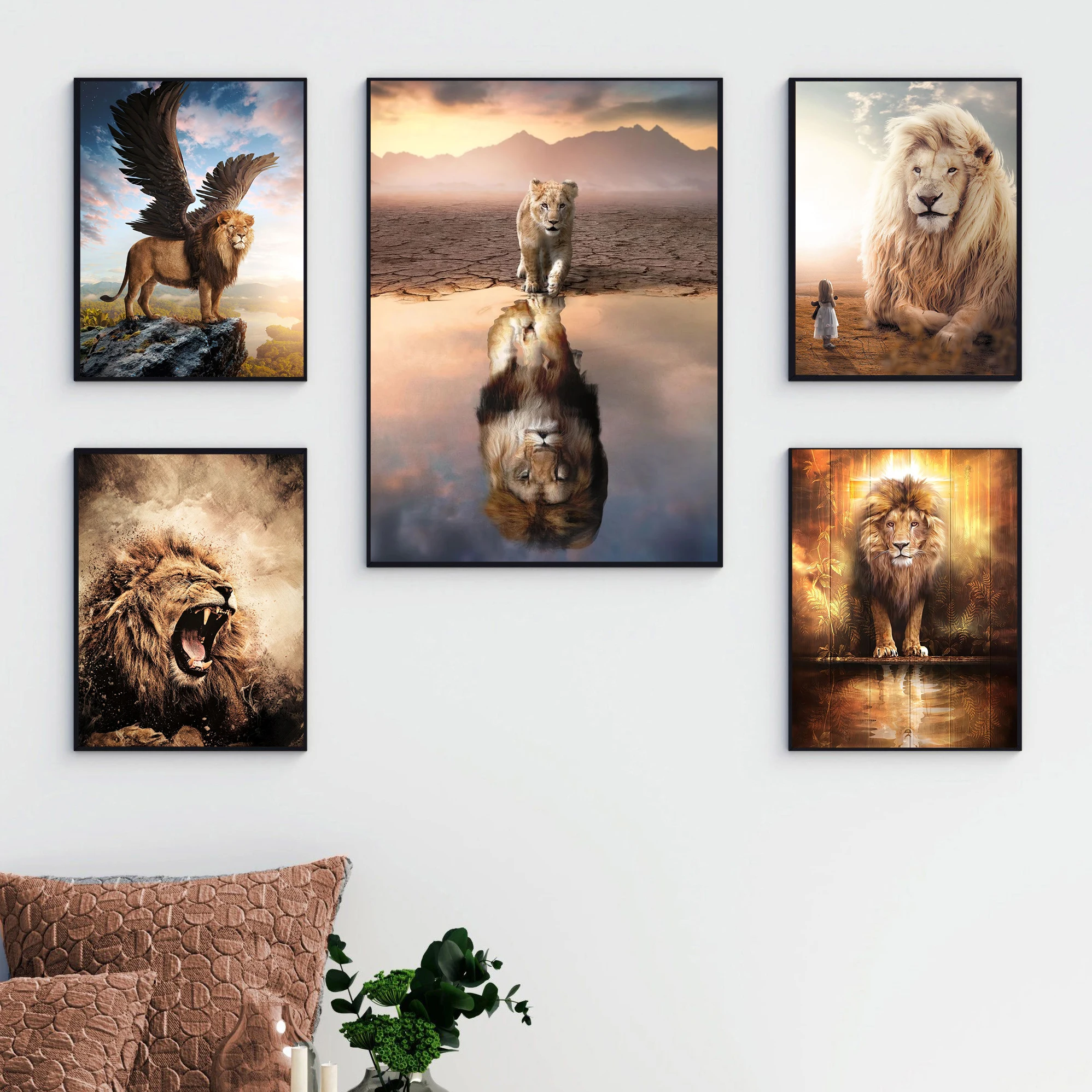

Modern Animal Wall Art Canvas Painting Lion Nordic Posters and Prints Wall Pictures for Living Room Home Decor