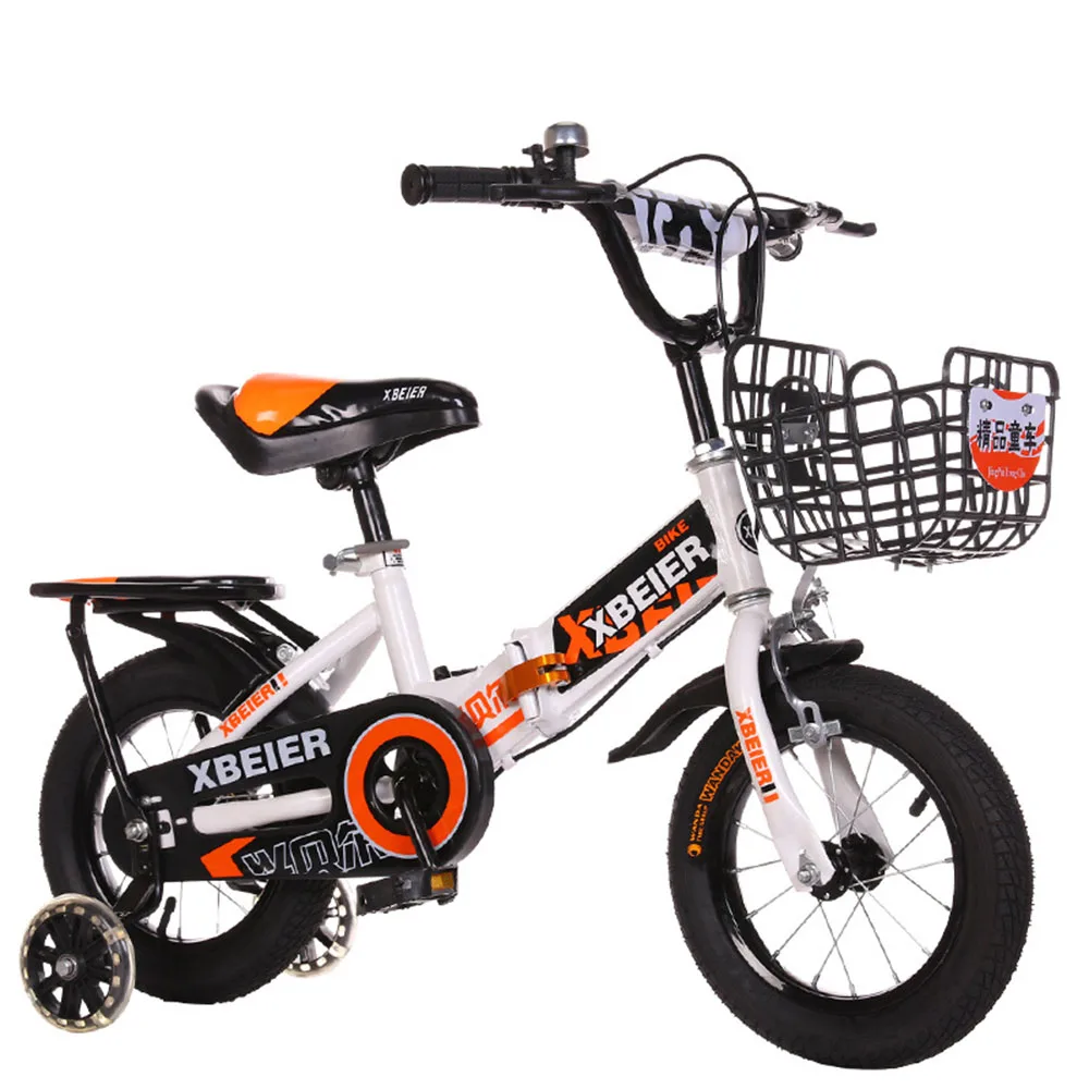 

12/14 Inches Children's Folding Bike Carbon Steel Bicycle With Flash Training Wheels Front And Rear Double Brakes Schoolchildren