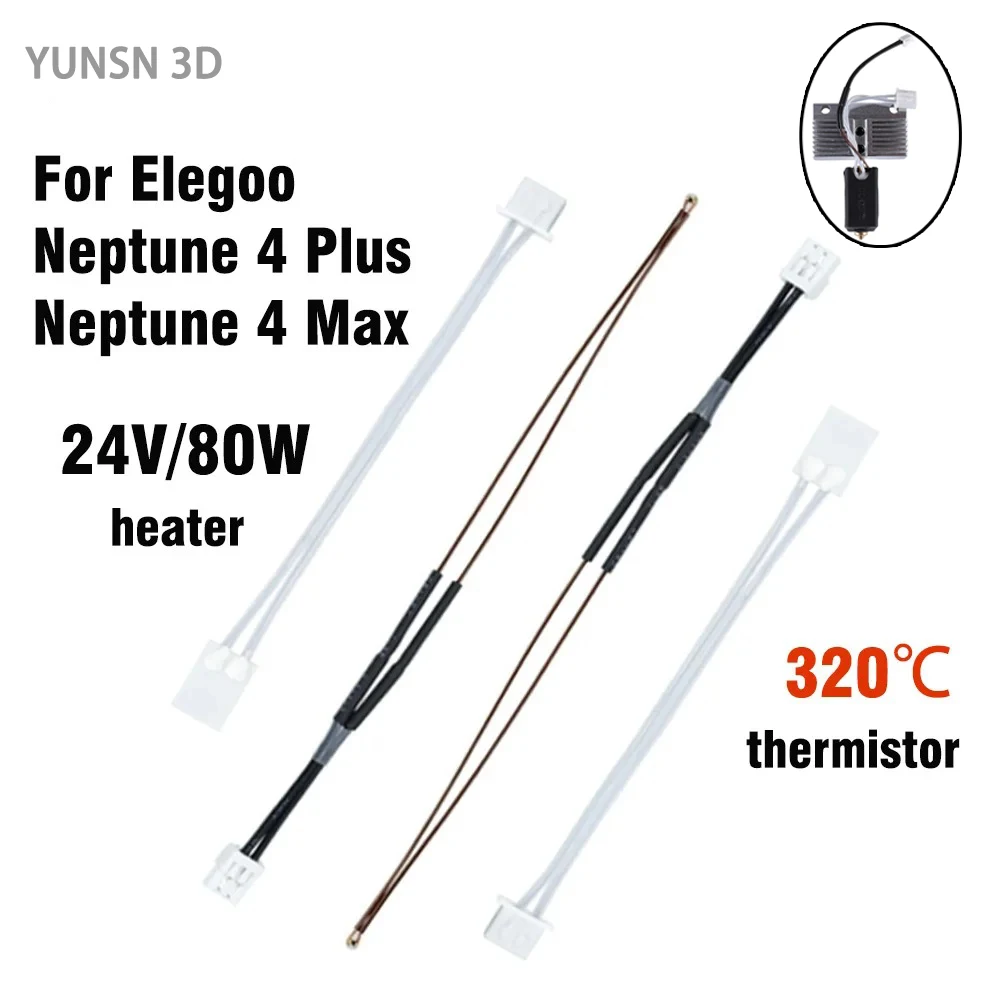 Фото Для Elegoo Neptune 4 Plus Hotend Neptune 4 Max Hotend комплект обновления керамический нагревательный картридж 20 В 80 Вт нагреватель 320 ℃   Термистор №1
