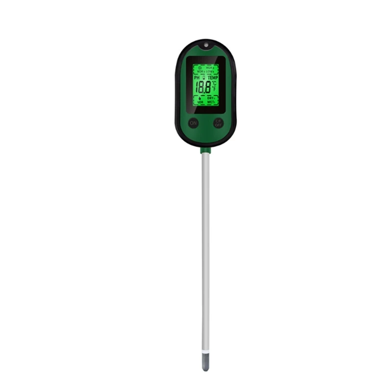 

Multicolor Backlight Soil PH Meter 5-In-1 Soil Moisture/PH/Temperature/Light Tester Farming Hygrometer With Sound Alarm