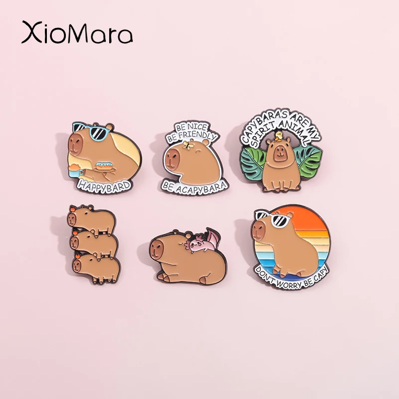 Эмалированные броши Dun'T Hlб с капибарой цвет в ассортименте