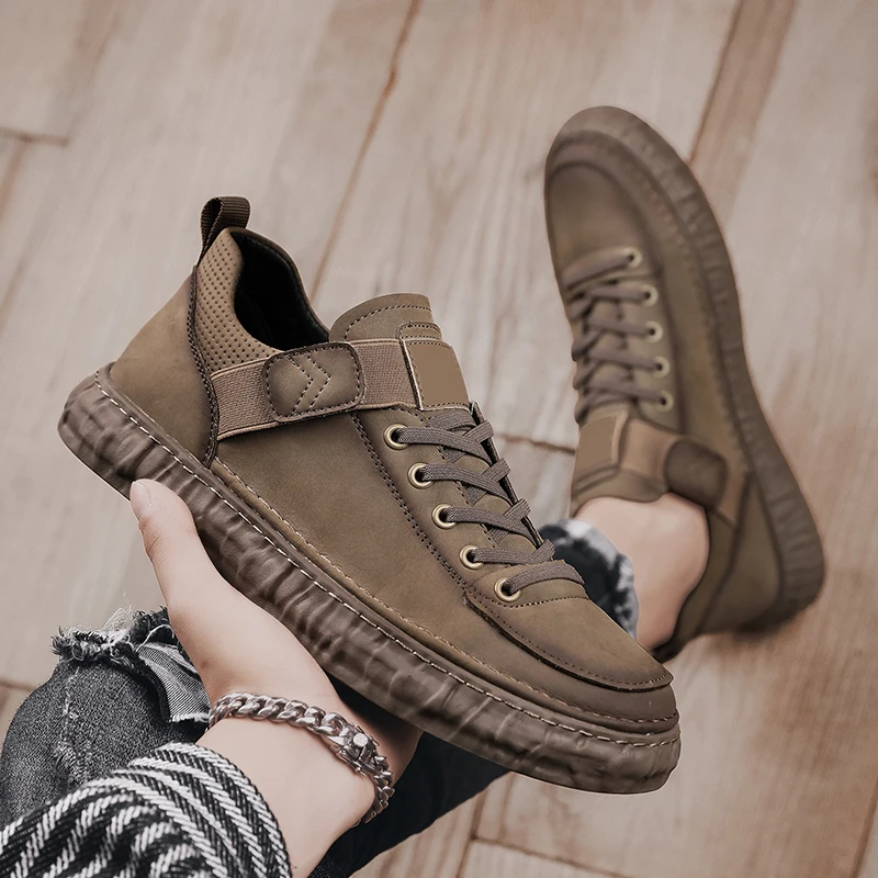 

Кроссовки мужские из натуральной кожи, модная повседневная Уличная обувь на шнуровке, дизайнерские кеды, весна-осень