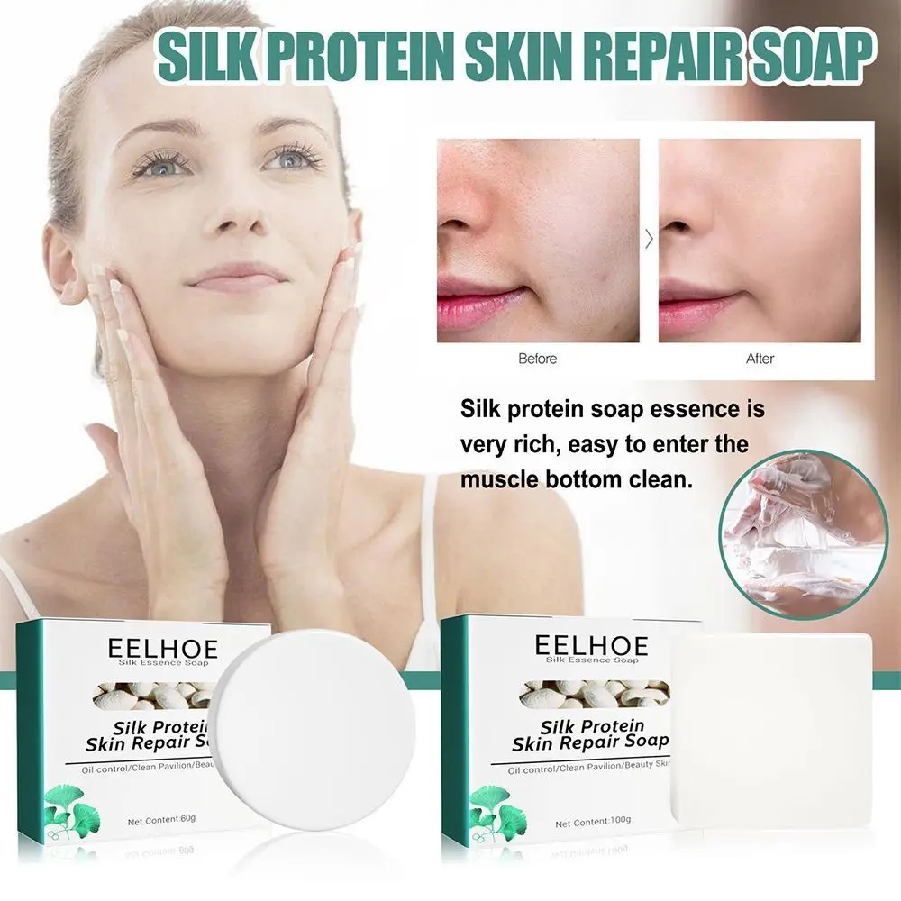 

Skin Repair Milk Whitening Soap New Manual Collagen Repair Skin Soap Moisturizing Handmade Silk Protein Soap Bathroom