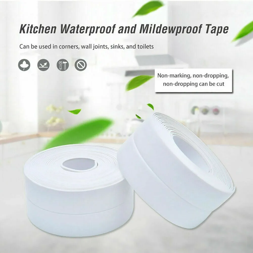 

3.2m*2.2cm PVC Sealing Strip Bath Wall Sealing Strip Self-Adhesive Kitchen Caulk Tape Sink Basin Edge For Gas Stove Sink Basin