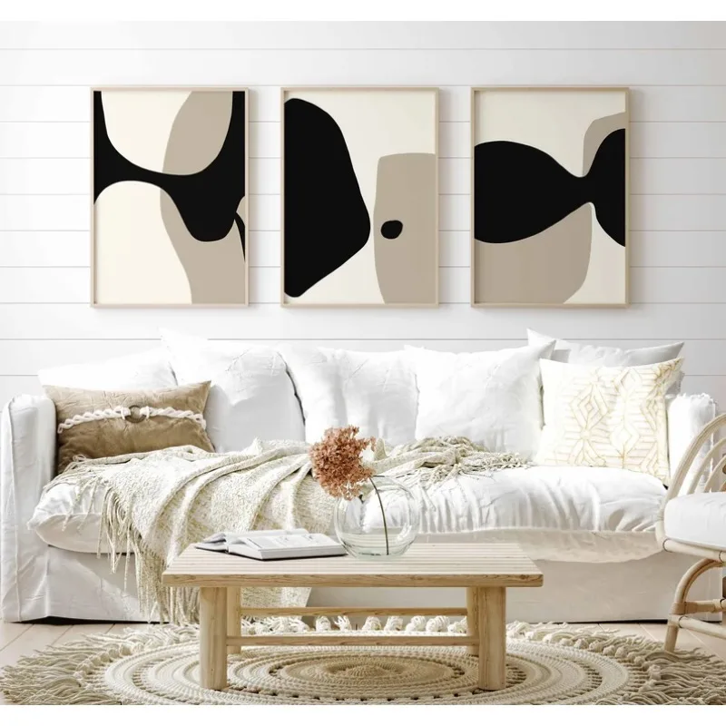 Современная Минималистичная нейтральная галерея Настенная картина черного и