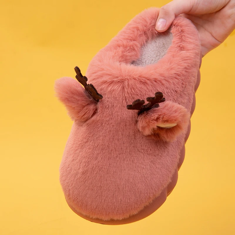 

Women Winter Home Slippers Non-slip Soft Winter Warm House Indoor Slippers Ladies Fluffy Slippers Couples Plush Shoes