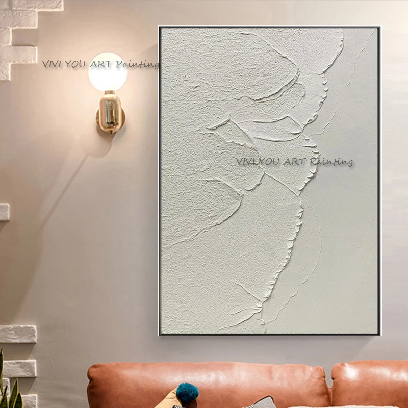 

Лидер продаж, картина маслом ручной работы на холсте, белая картина для гостиной, домашний декор, кисть, Простой Настенный художественный нож, декор комнаты