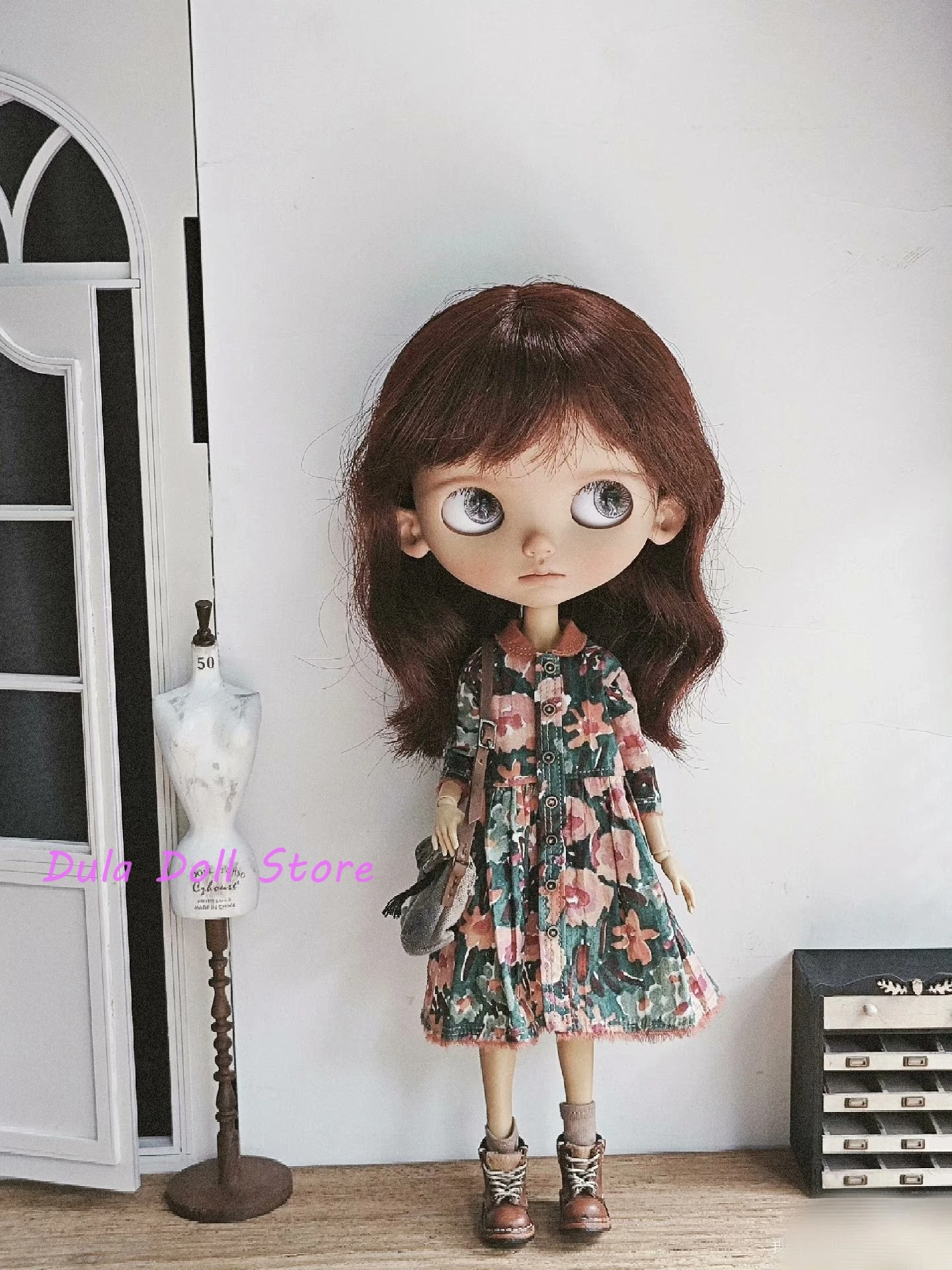 Одежда для куклы Dula в стиле ретро маленькое платье с отворотом Blythe ob24 ob22 Azone Licca ICY