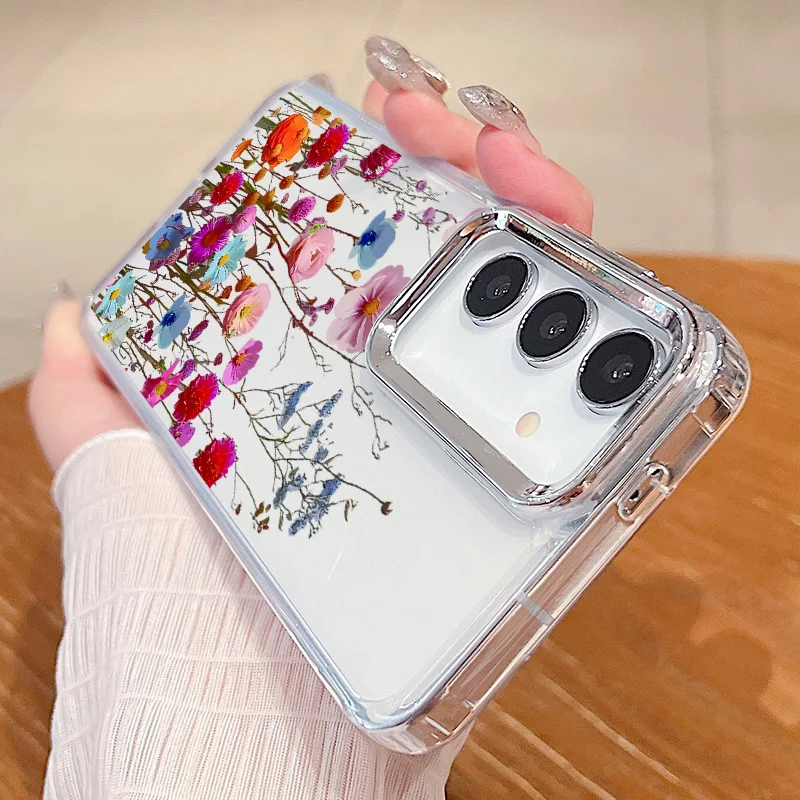 Чехол с цветочным покрытием и линзой для Samsung Galaxy S24 S23 Ultra Capa S22 S21 S20 FE A52 A53 A16 A14 A34 A15