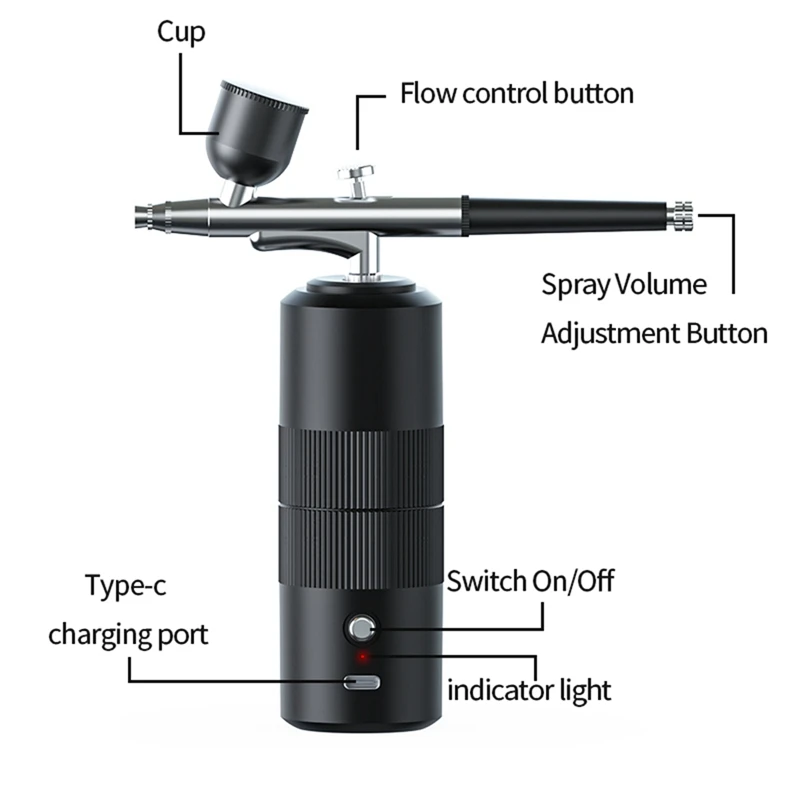 Портативный перезаряжаемый беспроводной аэрограф с компрессором распылитель