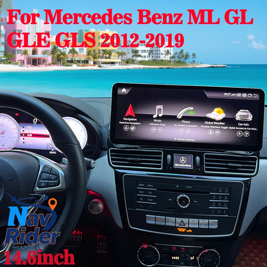 Ультратонкий экран Android 14,6 дюйма для Mercedes Benz ML GL GLE GLS W166 X166 2012-2019 Carplay Автомобильный GPS-навигатор