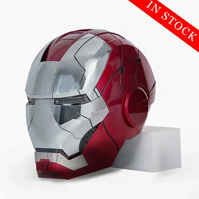 

2023 Новинка 1:1 электрический шлем Marvel Железный человек Mk5 для косплея открывающийся и закрывающий шлем из нескольких частей модель глаз с голосовым управлением игрушка