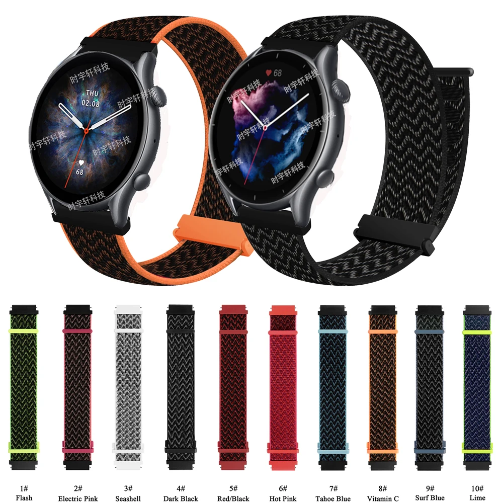 

For Xiaomi Huami Amazfit GTR 3 Pro Nylon Replace 22mm Watch Band For Amazfit GTR 47mm/GTR 2E 3/Pace/Stratos 2 2S Bracelet Strap