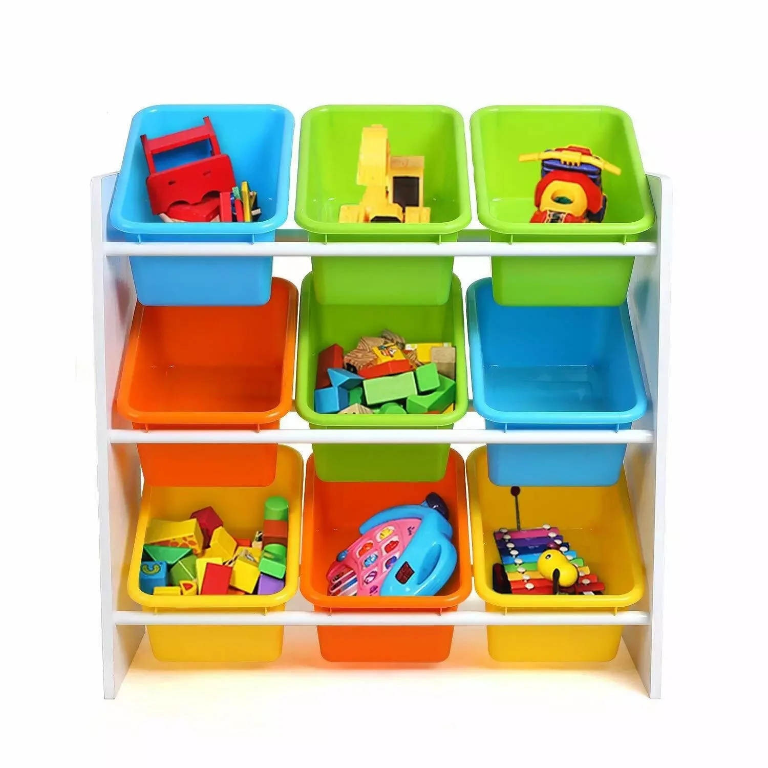 

Kids Room Storage Shelf Children Bookshelf Toy Shelf with 9 Boxes