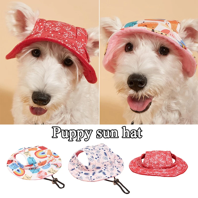 

Pet Dog Hat Accessories Dogs Baseball Cap Puppy Grooming Dress Up Hat Outdoor Headwear Dog Round Hat Adjustable With Ear Holes