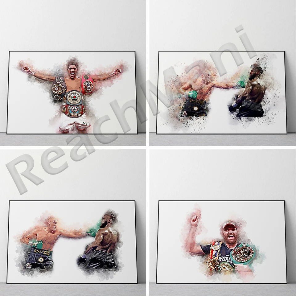 

Boxing Match Posters and Prints Art Canvas Wall Decor Tyson Fury vs Wilder Poster Painting for Boxing Lover Gift Gym Room Decor